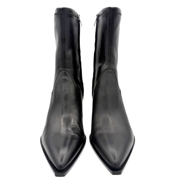 Dolce Vita Arya Ankle Heeled Boots Black Leather Size 10 Pointed Toe Kitten Heel - Picture 4 of 14